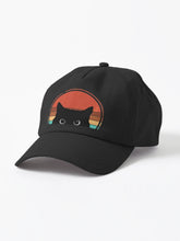 Black Cat Peeking Sunset Vintage Baseball Cap