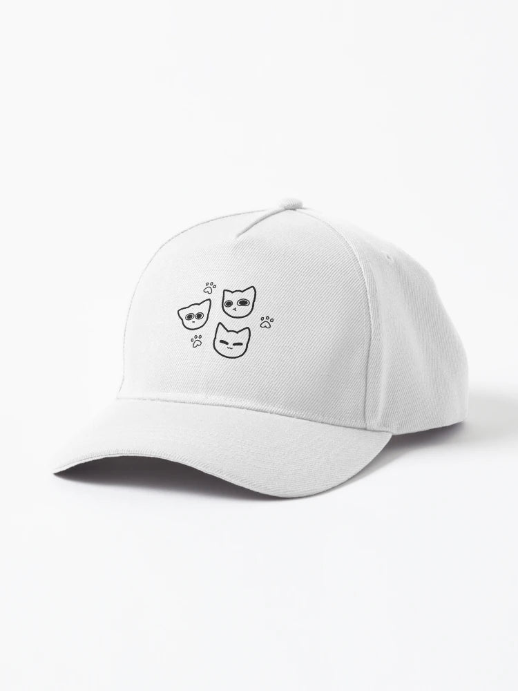 Black Cotton Cat Pattern Dad Hat Cap